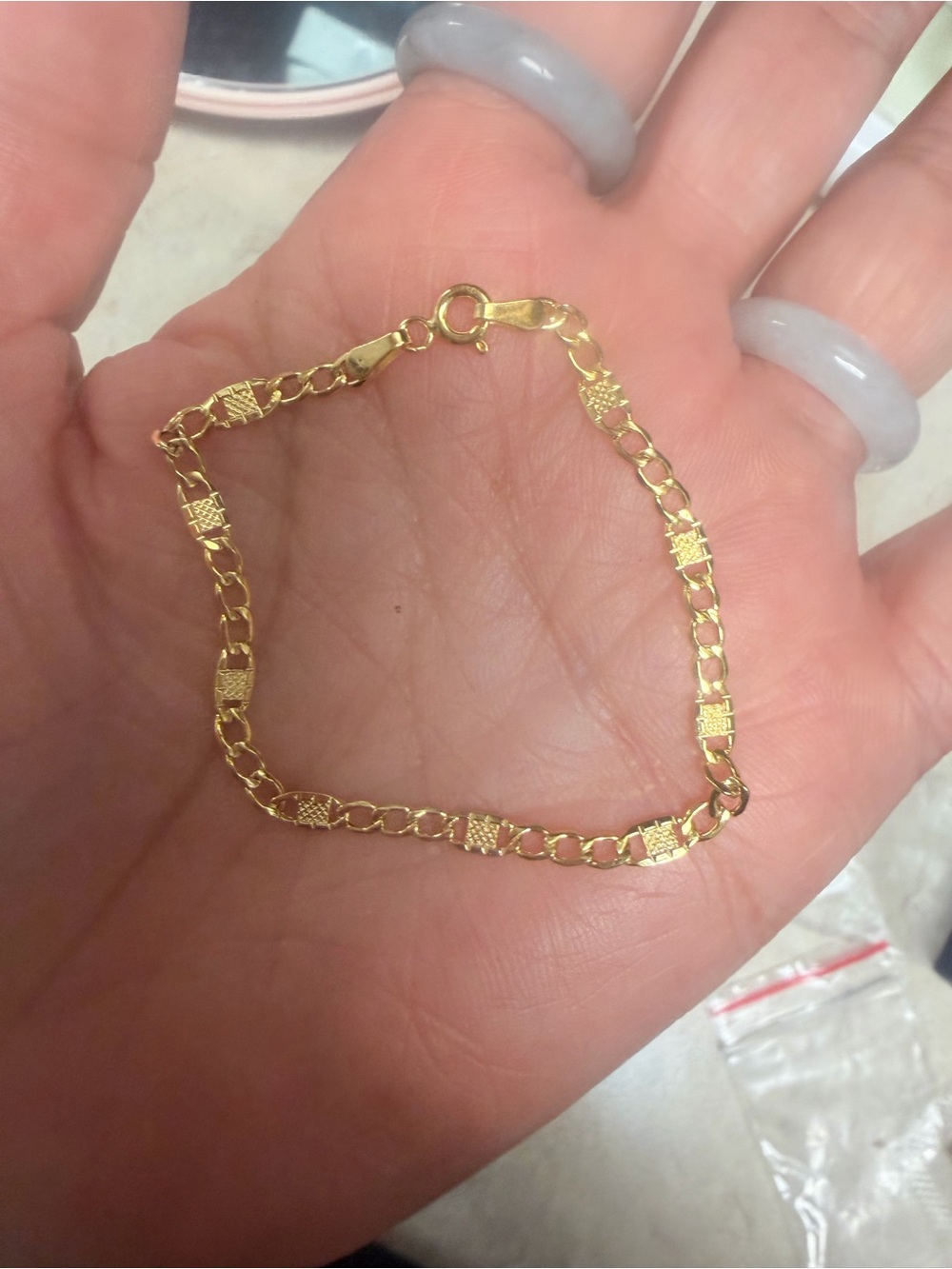 18K Gold Link Chain Bracelet KIDS 6.0 inches